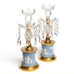 A pair of George III style Jasperware, Cut Glass and Gilt