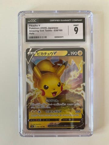 Pokémon - 1 Graded card - Pikachu 030/100 RR Holo, Full art, Nieuw