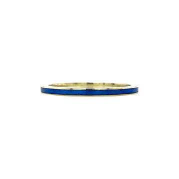 Gouden ring met blauw emaille 14 karaat, Verzenden, Zo goed als nieuw, Goud