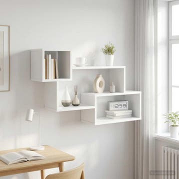 vidaXL Drijvende plank Muurmontage Wit 87 x 20 x 55 cm, Verzenden, Nieuw