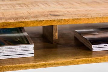 Massieve salontafel SCORPION 100cm naturel mangohouten, Ophalen of Verzenden, Nieuw