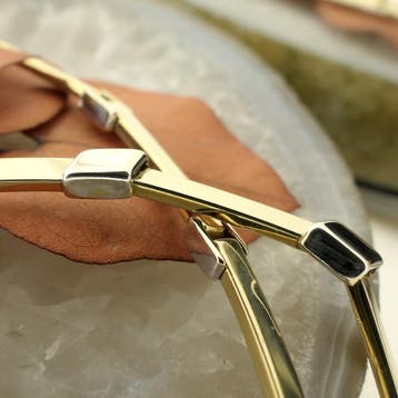 Gouden bicolor damescollier. (Ketting), Sieraden, Tassen en Uiterlijk, Kettingen, Ophalen of Verzenden, Gebruikt, Overige kleuren