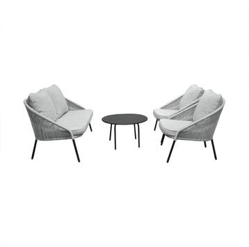 Loungeset Natal Grijs 4-delig | Aluminium met touw, Ophalen of Verzenden, Nieuw, 4 zitplaatsen
