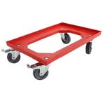 Dolly 60x40x15 rood met 2 zwenkwielen en 2  wielen met rem,, Ophalen of Verzenden, Overige typen, Emtrade NL