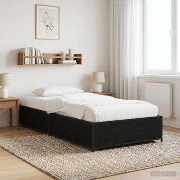 vidaXL Bedframe Zwart eiken 80 x 200 cm Bewerkt hout, Eenpersoons, Verzenden, Zwart, Nieuw