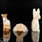 natuurlijke calciet dierfiguren-set – Hond, paard en