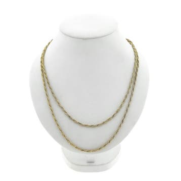 Gouden lange gevlochten vossenstaart schakelketting | 87...., Ophalen of Verzenden, Gebruikt, Goud, Goud