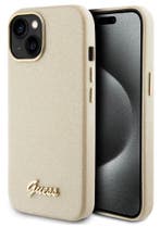 Guess iPhone 15 TPU Back Cover Glitter Glossy Script Gold, Verzenden, Nieuw, Frontje of Cover