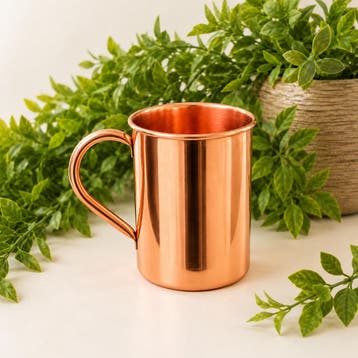 Puur koperen mok met handvat – ±480 ml/200 g (zware, Ophalen of Verzenden, Nieuw