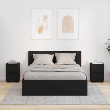 vidaXL Nachtkastjes 2 st Zwart 30,5 x 30 x 43 cm Bewerkt, Minder dan 45 cm, Verzenden, Nieuw, Minder dan 55 cm