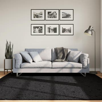 vidaXL Vloerkleed OVIEDO laagpolig 200x200 cm zwart, Verzenden, Nieuw, Zwart