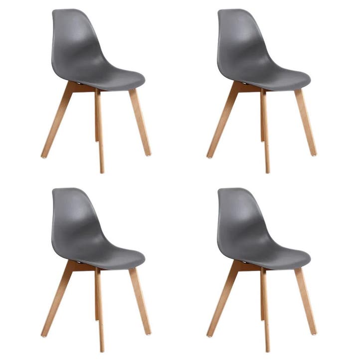 Eetkamerstoel set | Modern Grijs | Beukenhouten Poten | L..., Huis en Inrichting, Stoelen, Vier, Grijs, Nieuw, Kunststof, Ophalen of Verzenden