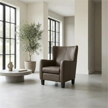 Set van 2 Leren fauteuils Hug - Toledo Moss (bruin/groen) -, Nieuw, Ophalen of Verzenden, 75 tot 100 cm, Leer