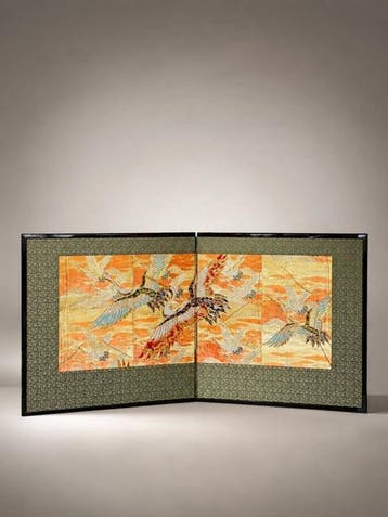 Scherm / kamerverdeler - Hout - Japan - Crane Embroidery