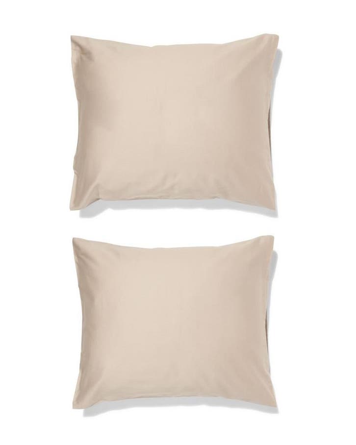 HEMA Kussenslopen 60x70cm hotel katoen satijn zand - 2 stuks, Huis en Inrichting, Slaapkamer | Beddengoed, Nieuw, Verzenden