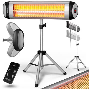 Terrasverwarmer MZH5000 Zilver 2500W met Standaard, Verzenden, Nieuw