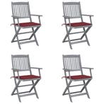 vidaXL Tuinstoelen 4 st inklapbaar met kussens massief, Verzenden, Nieuw, Hout