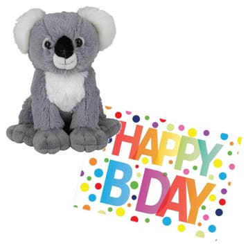 Pluche koala knuffel - 19 cm - met verjaardagskaart, Verzenden, Nieuw