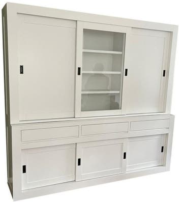 Buffetkast wit Vaassen greeploos 240cm dichte zijdeuren, Ophalen of Verzenden, Nieuw