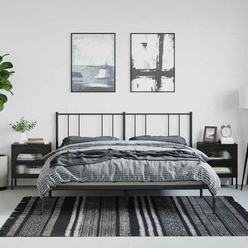 vidaXL Nachtkastjes 2 st 50x35x60 cm glas en staal zwart, Huis en Inrichting, Minder dan 45 cm, Nieuw, 55 tot 70 cm, Verzenden
