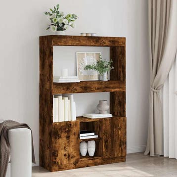 vidaXL Hoge kast 92x33x140 cm bewerkt hout gerookt, Huis en Inrichting, Kasten | Boekenkasten, Verzenden, Nieuw, Overige houtsoorten