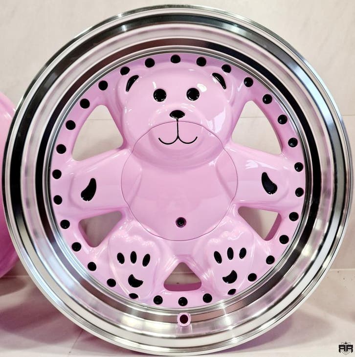 15 inch 4x100 YKW Wheels Y5892 - Teddys Pink Machined Lip, Auto-onderdelen, Banden en Velgen, Velg(en), Nieuw, 15 inch, Ophalen of Verzenden