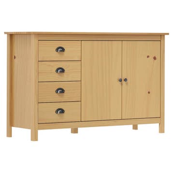 vidaXL Dressoir Hill 130x40x80 cm massief grenenhout, Verzenden, Nieuw, Grenenhout, Minder dan 50 cm