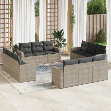 vidaXL 12-delige Loungeset met kussens poly rattan, Verzenden, Nieuw, Loungeset