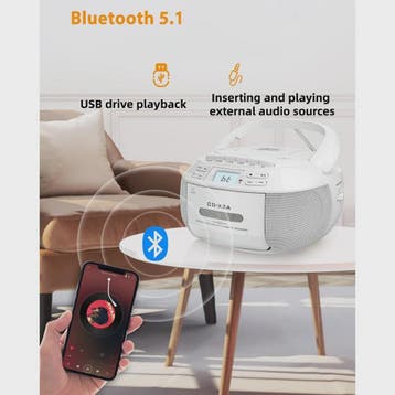 Draagbare CD-speler met Bluetooth, Cassetterecorder & USB -, Verzenden, Nieuw