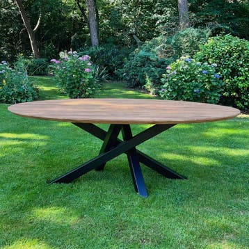 Ovale tuintafel met stalen twistpoot -  240 cmTuintafels, Ophalen of Verzenden, Nieuw
