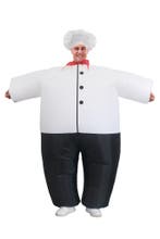 KIMU® Opblaas Kostuum Chefkok Opblaasbaar pak Kokspak Mascot, Carnaval, Nieuw, Overige maten, Ophalen of Verzenden