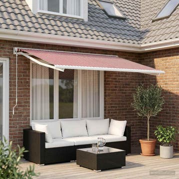 vidaXL Vervangingsdoek voor zonnescherm Rood en Wit 600 ×, Verzenden, Nieuw