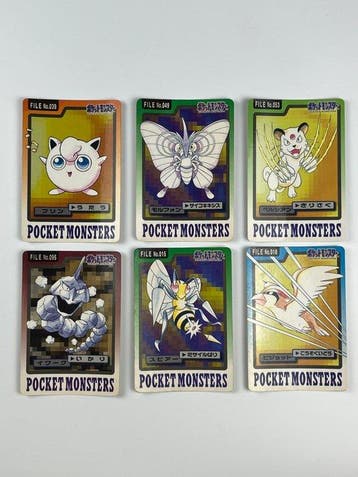 Pokémon Card - Pokémon Bandai Carddass 1996/1997 - 6 Cards, Nieuw