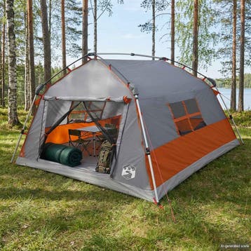 vidaXL Instant Tent Water-resistant 4-persoons Grijs en, Verzenden, Nieuw, Tot en met 2