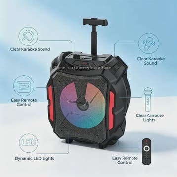 Draagbare Karaoke Bluetooth Speaker met LED, Draadloze Micro, Verzenden, Nieuw
