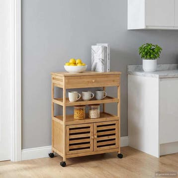 vidaXL Keukentrolley met Wielen Naturel 59,5 x 36 x 82 cm, Verzenden, Nieuw