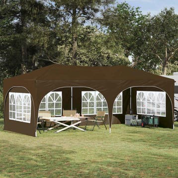 vidaXL Pop-up partytent 574 x 289 x 245 cm Taupe Oxford Stof, Verzenden, Nieuw, Partytent