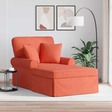 vidaXL Chaise Lounge met Rok 3 st Rood-oranje Katoen Stof, Verzenden, Nieuw