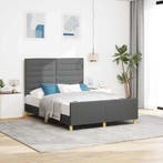 vidaXL Bedframe met hoofdeinde Donkergrijs 140 x 190 cm Stof, Verzenden, Nieuw, Grijs, Stof