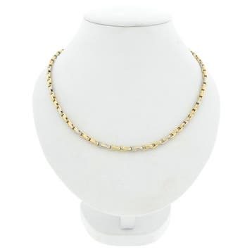 Bicolor gouden fantasieschakel ketting, Sieraden, Tassen en Uiterlijk, Kettingen, Ophalen of Verzenden, Gebruikt, Overige kleuren