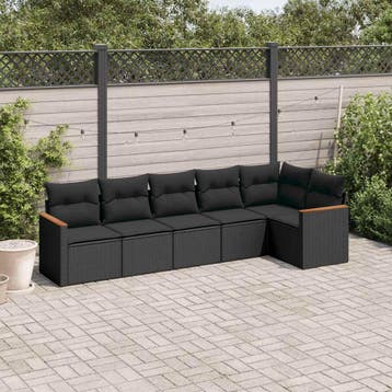 vidaXL Patio Sofa Set 6-zits Black, Verzenden, Nieuw