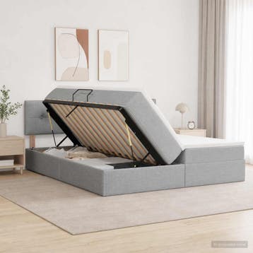 vidaXL Opslag bed met hoofdeinde 2 st Lichtgrijs Nep Leer, Verzenden, Nieuw