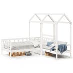 vidaXL Kinderbed met huisje en bankje massief grenenhout wit, Eenpersoons, Verzenden, Wit, Nieuw