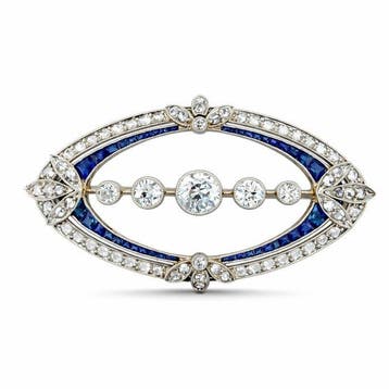 Broche - 18 karaat Witgoud, 18K witgouden Art Deco 2,05 ct