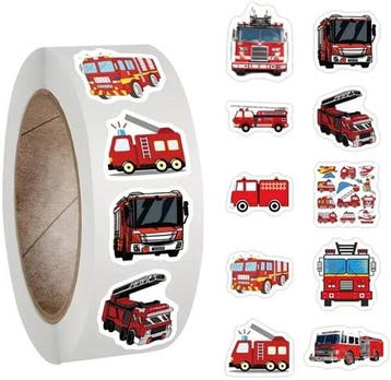 Sluitstickers brandweerauto brandweerwagen beloning rond, Ophalen of Verzenden, Nieuw