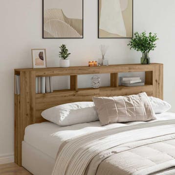 vidaXL Hoofdeinde met LED 200x18,5x103,5 cm hout artisanaal, Verzenden, Nieuw, Bruin, Hout