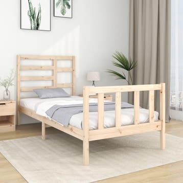 vidaXL Bedframe massief hout 90x190 cm, 90 cm, Eenpersoons, Bruin, Verzenden