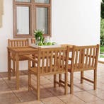 vidaXL 5-delige tuinset 180x90 cm massief teakhout, Verzenden, Nieuw, Hout, Tuinset