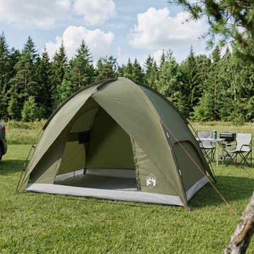 vidaXL Camping Tent met Regenhoes Waterdicht 4-persoons, Verzenden, Nieuw, Tot en met 2