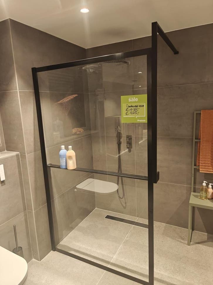 Inloopdouche 120 cm mat zwart Kuadra - 0011, Doe-het-zelf en Verbouw, Sanitair, Nieuw, Glas, Ophalen